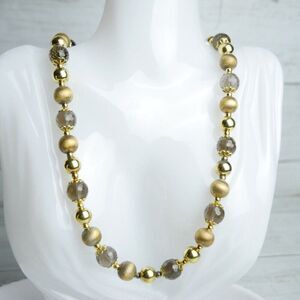 Veronese Italy Silver 925 Golden Plated Clad Smoky Quartz Bead Necklace 22"